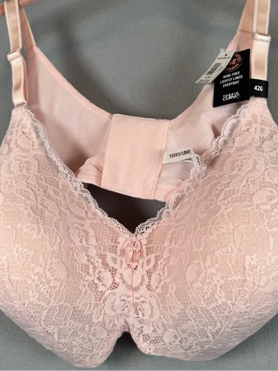 Torrid Blush Pink Lace Wire-Free Full Coverage Bra size 42G - Picture 1 of 12